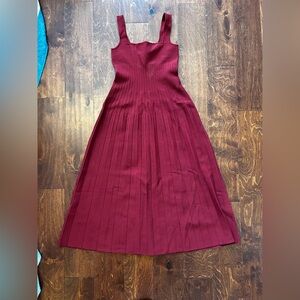 STAUD Sleeveless Pleated Maxi Dress in Burgundy